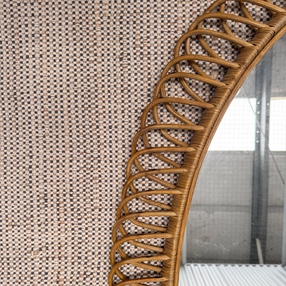 XXL Italian oval rattan mirror, 2 available