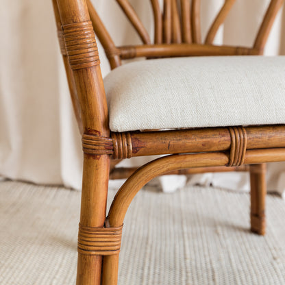 Rattan upholstered armchairs