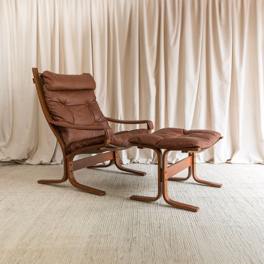 Ingmar Relling “Siesta” leather chair and ottoman for Westnofa