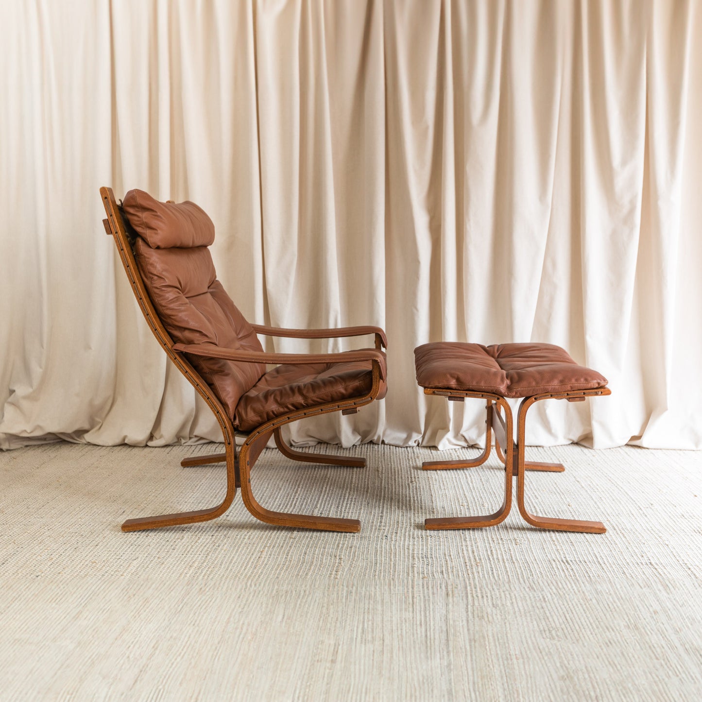 Ingmar Relling “Siesta” leather chair and ottoman for Westnofa