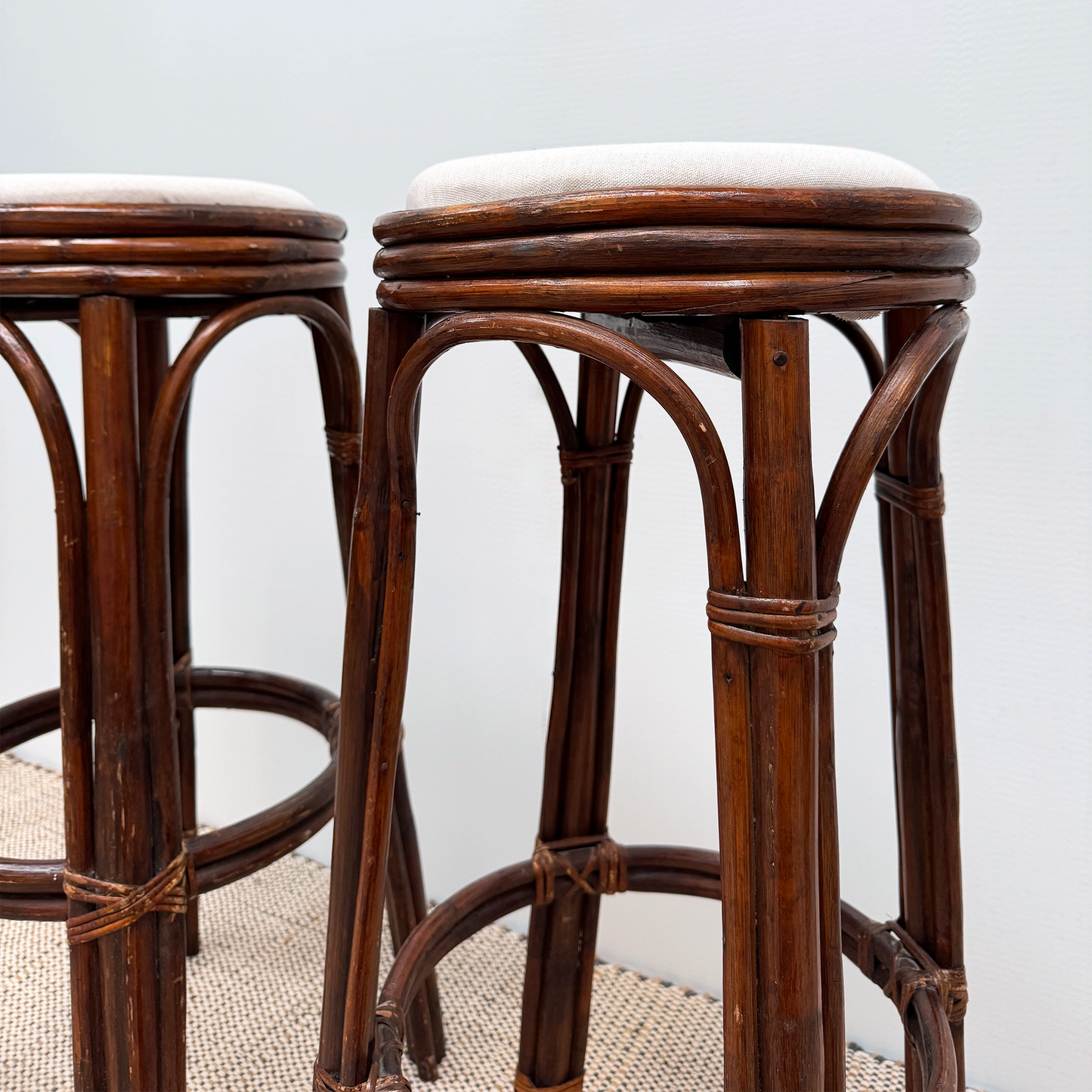 Pair of rattan bar stools