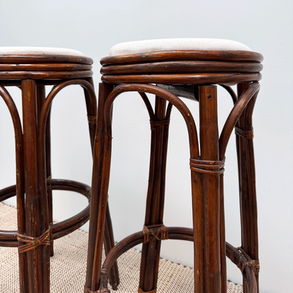 Pair of rattan bar stools