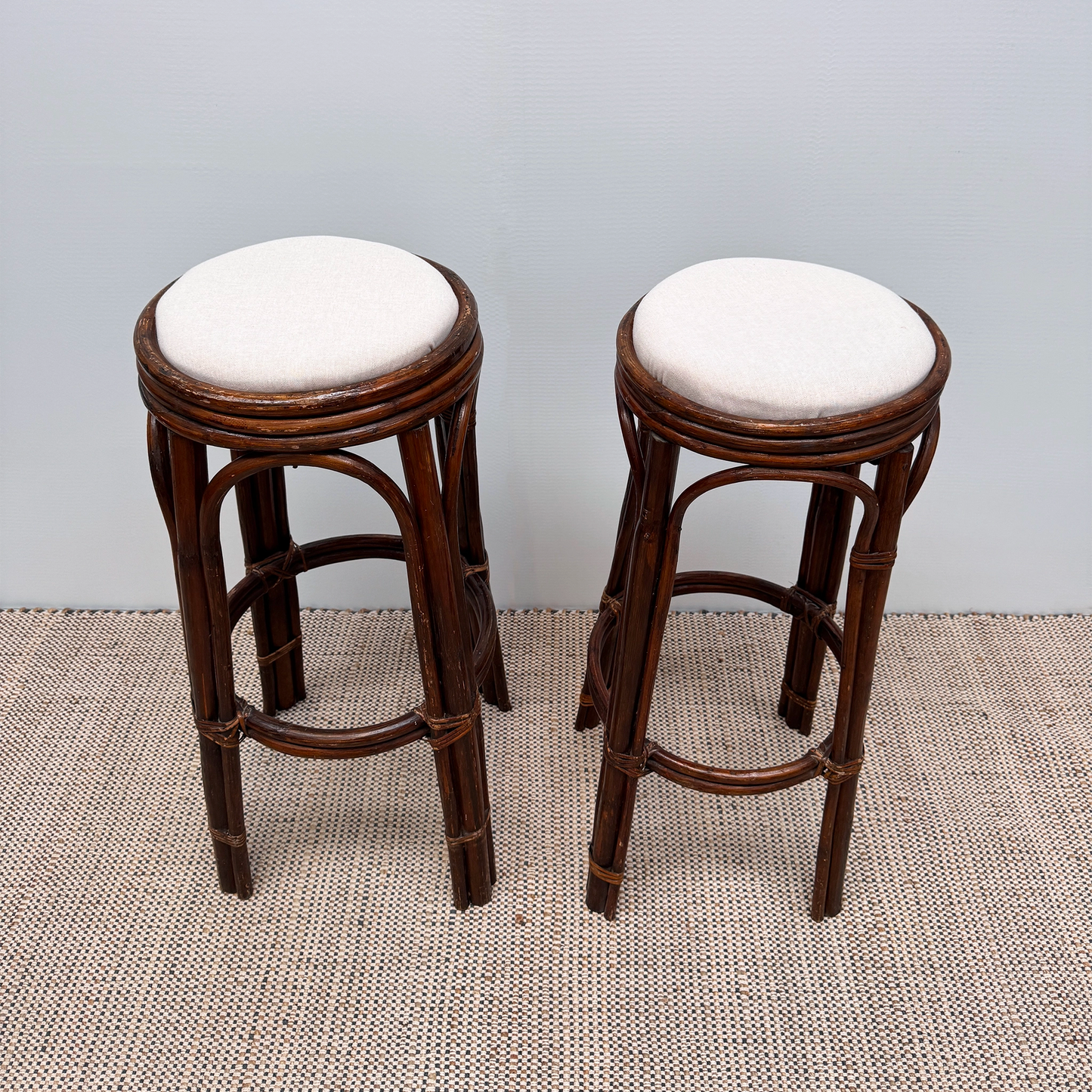 Pair of rattan bar stools