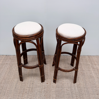 Pair of rattan bar stools