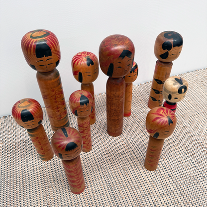 Vintage Kokeshi hand-painted dolls