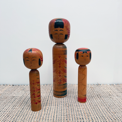 Vintage Kokeshi hand-painted dolls